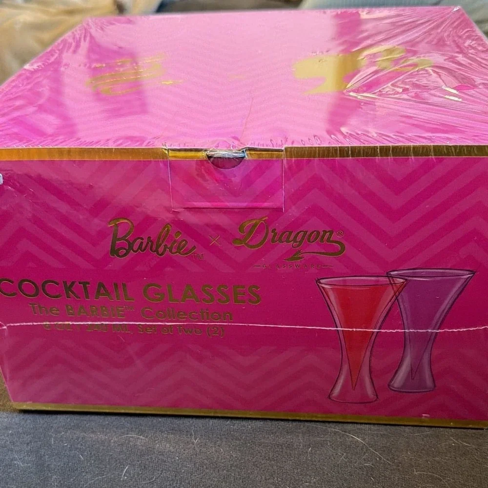 Barbie x Dragon Glassware  2 Cocktail‎ Glasses 8oz New factory sealed